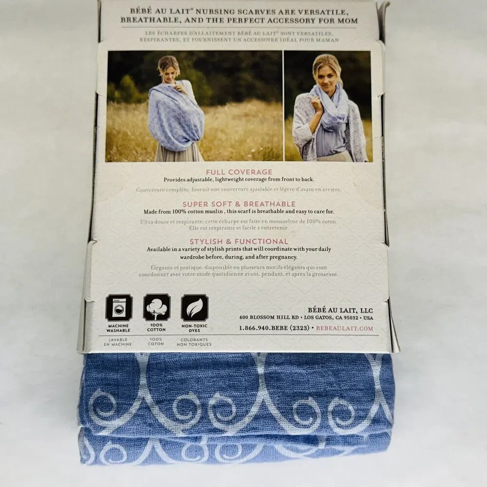 Bebe Au Lait Nursing Scarf 100% Cotton Muslin 2-in-1 Infinity‎ Breastfeeding NEW